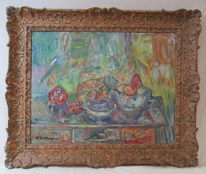 null Pinchus KREMEGNE (1880-1981) : Nature morte aux fruits. Huile sur Toile signée...