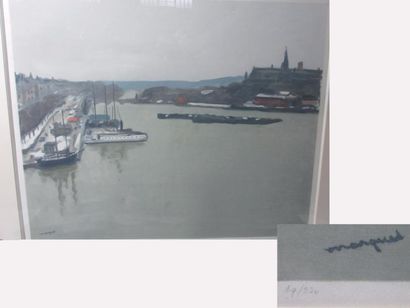 null Albert MARQUET (1875-1947): "Vue de port" (Hambourg ?) Lithographie 19/220 contresignée...