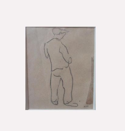 null Albert MARQUET (Bordeaux 1875 - Paris 1947) Homme de dos en pied Crayon noir...