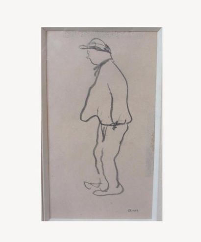 null Albert MARQUET (Bordeaux 1875 - Paris 1947) Homme en pied de profil gauche Crayon...