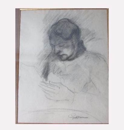 null Armand GUILLAUMIN (1841-1927) "Portrait de Madame GUILLAUMIN" Dessin signé en...