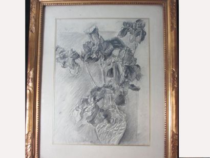 null Louis HERVIEU (1901-1968) "Vase de fleurs" Dessin signé en bas à gauche - 40...