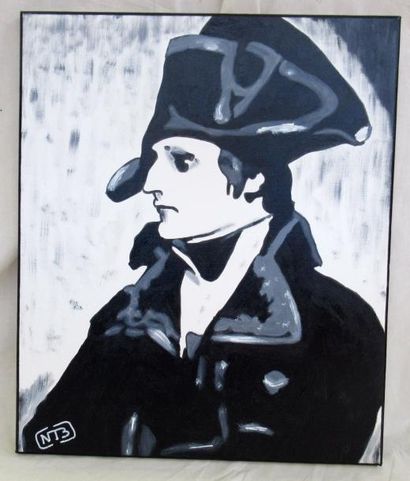 null NIKKOTAB Portrait de Napoléon "NP.1.1" acrylique sur toile monogrammé en bas...