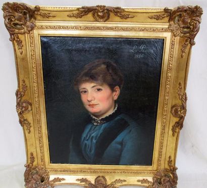 null L. PESSOT Portrait de femme toile signée en haut à droite et datée 1886 cadre...