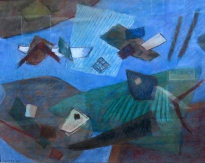 null Henri GOETZ (1909-1989) "Composition" Pastel sur papier signé en bas à gauche...