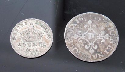 null Pièce de monnaie ancienne 4 sols des traitants argent Louis XIV (Lyon)
- Sur...