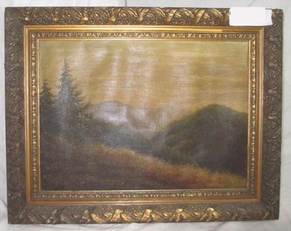 null Roy RENMANN (XXe) "Les Montagnes" Huile sur toile signée en bas à droite et...