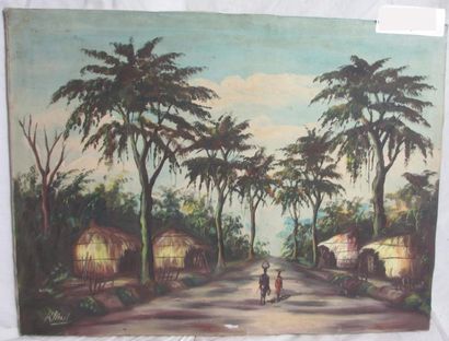 null K. PAUL (XXe) "Madagascar" Huile sur toile signée en bas à gauche - 30 x 40...