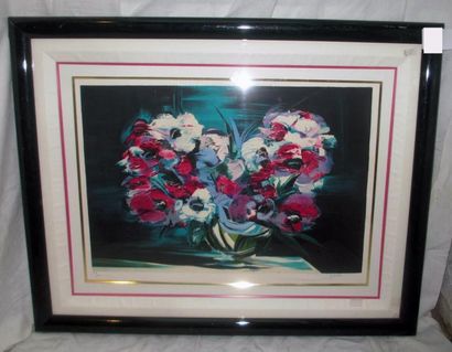 null Victor SPAHN (né en 1949) "Petit bouquet" Lithographie signée - 45 x 60 cm 