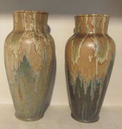null Paire de vases en céramique - ST HONORE JL - Ht : 32 cm chaque 