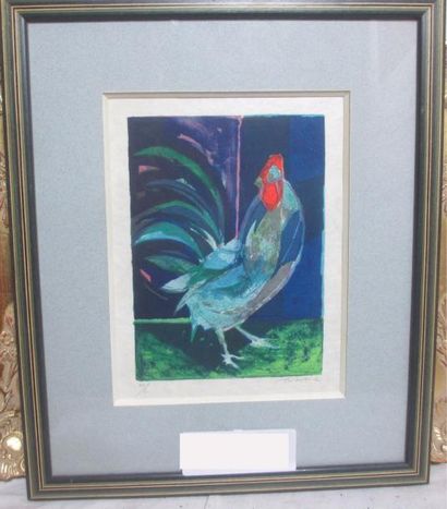 null Camille HILAIRE (1916-2004) - "Coq" Lithographie en couleur signée en bas à...