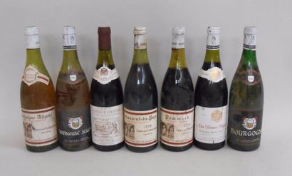 null 7 bouteilles de vin de BOURGOGNE dont BOURGOGNE ALIGOTE 1983, CHATEAUNEUF DU...