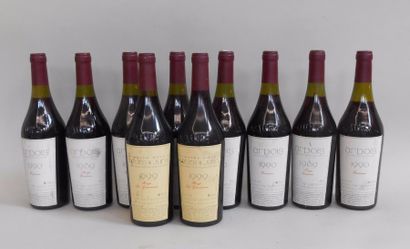 null 8 bouteilles de vin d'ARBOIS JURA rouge 1989 et 1990 (certains niveaux bas)...
