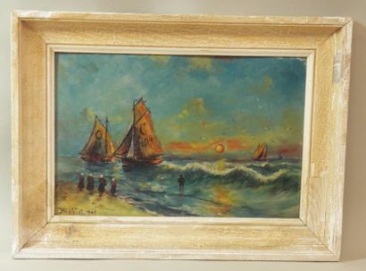 null Eugène HIEBLOT (1886-1953) "Marine" Huile sur toile signé en bas gauche - 30...
