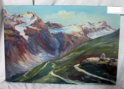 null Guy LEFLORENTIN (XXe) "Village de montagne" Deux huiles sur toile signées -...