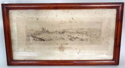 null "La ville de Meaux sous Henri IV " gravure par DUJARDIN d'après Jaoquim duviert...