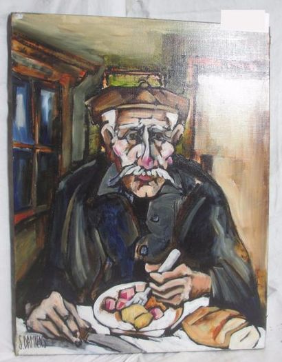 null Serge DAMIENS (né en 1954) "Mon Vieux" Huile sur toile signée en bas à droite,...