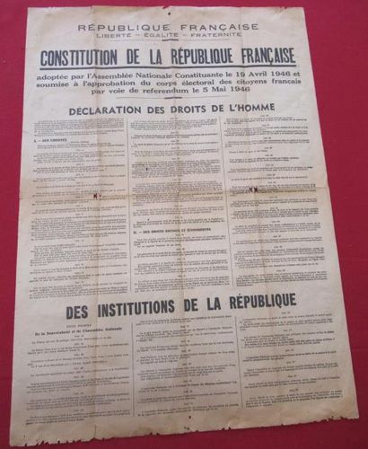 null Affiche : Constitution de la République Française adoptée... le 19 avril 1943...