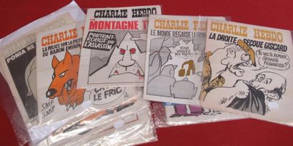 null Ensemble de 22 numéros de Charlie Hebdo des années 70, dessins de Reiser, Gébé,...