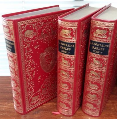 null * Les Fables de LA FONTAINE. Trois tomes reliés avec les figures d'OUDRY. Edition...