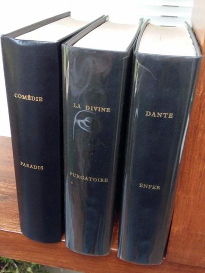 null La divine comédie de Dante. Trois volumes reliés avec les dessins de BOTTICELLI...