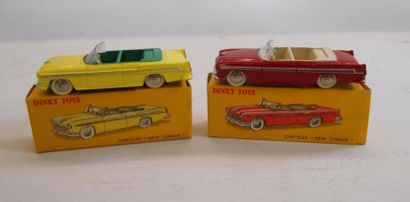 null DINKY TOYS - 2 x Chrysler New Yorker (n°24 A) jaune et rouge 