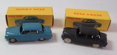 null DINKY TOYS - 2 x Peugeot 403 (n°24 B) noire et bleue 