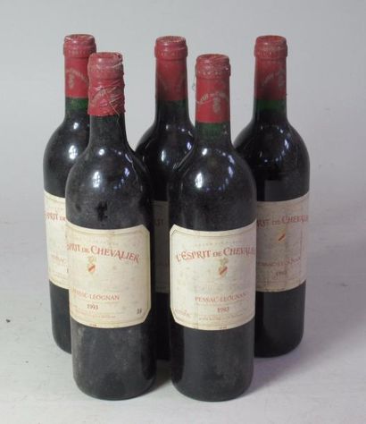 null 5 bouteilles d'Esprit de Chevalier - Pessac Léognan Bordeaux 1993 