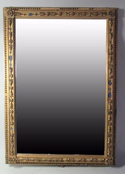 null Miroir cadre doré style Louis XVI à décor de perles - 103 x 71 cm (accidents...