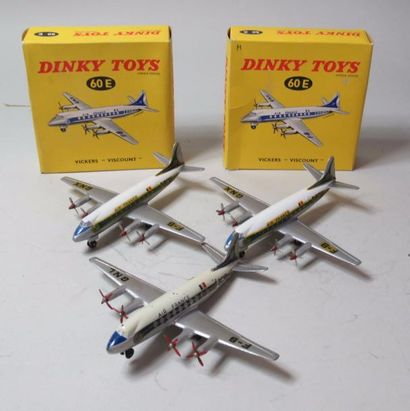 null DINKY TOYS -2 Vickers "Viscount" (n°60E) avec boites, un avion "Viscount" Air...