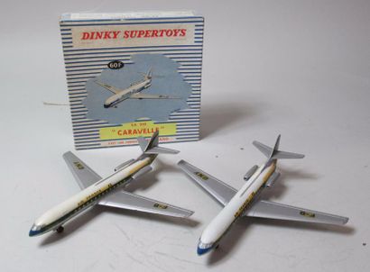 null DINKY SUPERTOYS - 2 x avions "Caravelle" SE210 (n°60F) dont un sans boite 