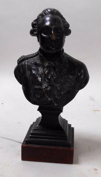 null Anonyme "Buste de Louis XVI, roi de France" Sujet en bronze à patine brune et...