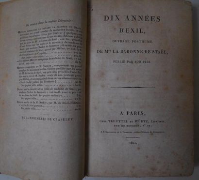 null Dix années d'exil, ouvrage posthume de Madame la Baronne de Staël publiée par...