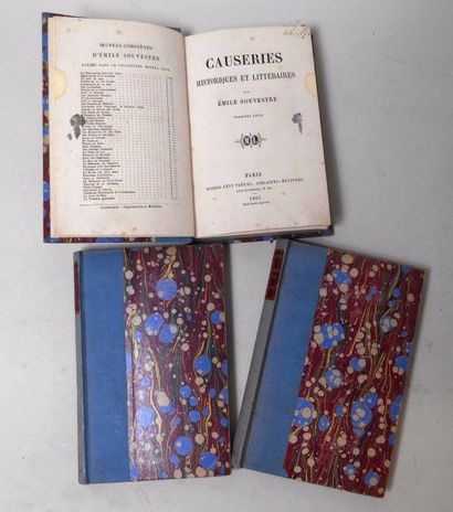 null Emile SOUVESTRE "Causeries historiques et littéraires" Trois volumes reliés...