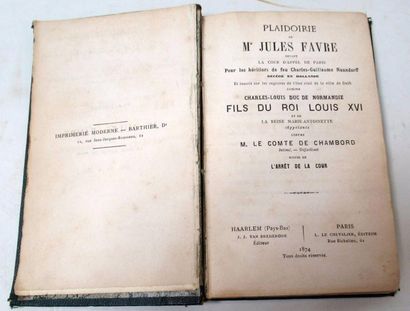 null * " Plaidoirie de Me Jules FAVRE devant la Cour d'Appel de Paris pour les héritiers...
