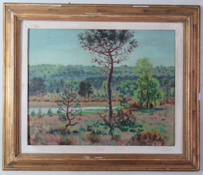 null Paul de LABOULAYE (1902 - 1961) : "Paysage" Huile sur Panneau signée en bas...