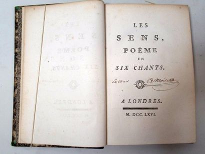 null "Les Sens, Poëme en Six Chants" Un volume relié in-8 illustré de planches avec...