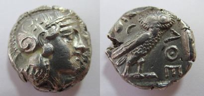 null ATTIQUE - ATHENES (353-294) Tête casquée d'Athéna (oeil de profil) R/ chouette...