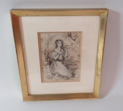 null H. CABASSON (XIXe) "Femme" Dessin signée en bas à gauche et daté 1868 - 14,5...