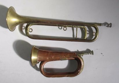 null Ensemble d'une trompette et d'un buggle marqués COUESNON et MAKERS-LONDON (chocs...