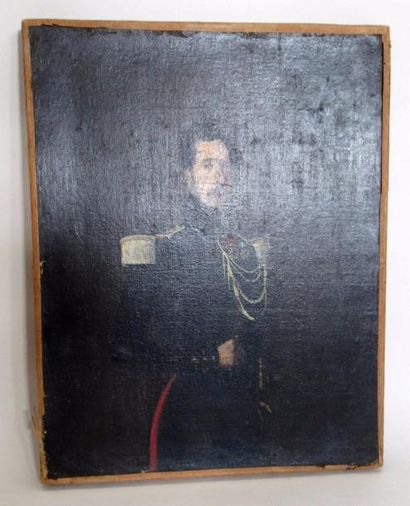 null Ecole française XIXe siècle "Portrait d'homme en pied à la Légion d'Honneur"...