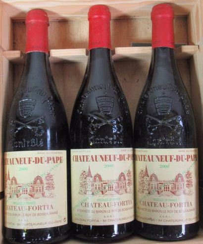 null 3 bouteilles de CHATEAUNEUF DU PAPE - Chateau Fortia 2000 