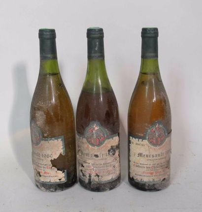 null 3 bouteilles de MEURSAULT 1986 Grivelet Père et fils (étiquettes abîmées) 