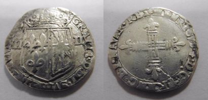 Henri IV (1589-1610), 1/4 Ecu de Navarre en argent, Atelier Morlaas - Année illisible...
