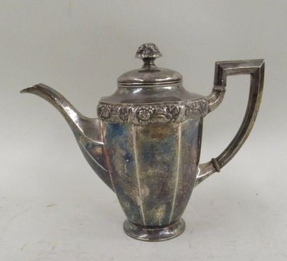 Cafetière en argent massif poinçon d'importation modèle Art Déco - Poids brut : 616...