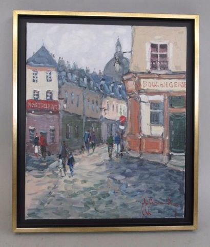 Guy.LEGENDRE né en 1946:: " Montmartre" huile sur toile signée en bas à droite 46x38cm...