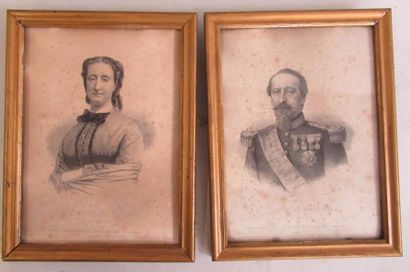 Deux gravures : "Impératrice Eugénie" et "Napoléon III" 22 x 16 cm null