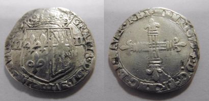 null Henri IV (1589-1610), 1/4 Ecu de Navarre en argent, Atelier Morlaas - Année...