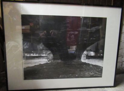 null J.P GILSON: Photo pont de Compiègne en hiver Signée et datée 1986 