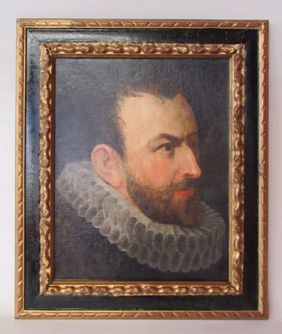 null Dans le goût de l'école hollandaise XVIIe siècle "Portrait d'homme à la fraise"...